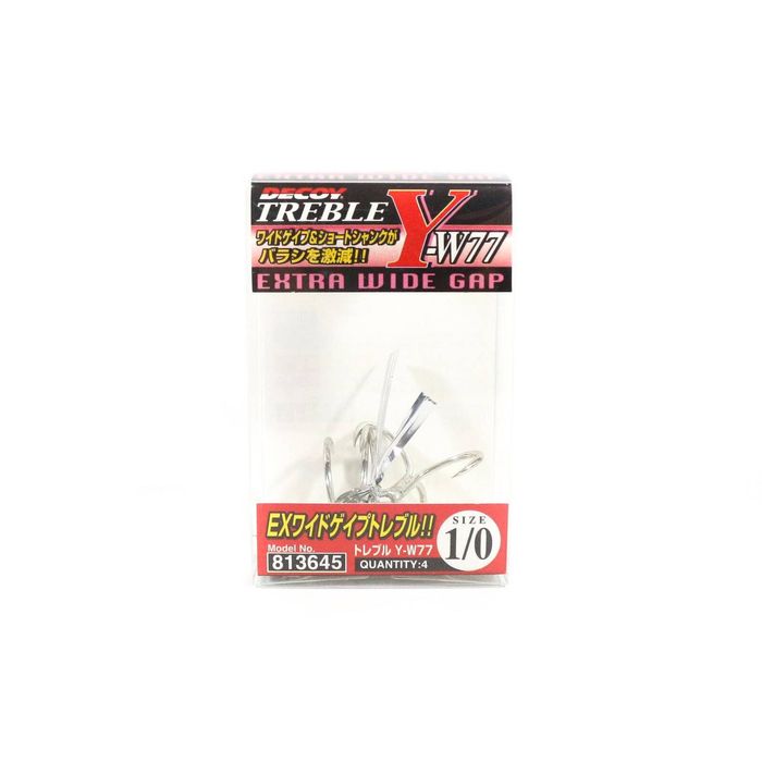 Decoy YW77 Wide Gap Extra Strong Treble Fishing Hook 1/0