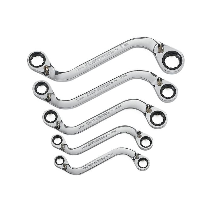 GEARWRENCH 5 Piece 72-Tooth 12 Point Reversible S-Shape Double Box Ratcheting Metric Wrench Set