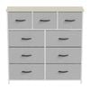 Ufurniture Chest of 9 Drawers Fabric Storage Cabinet Biege