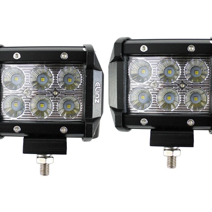 Elinz 2x 18W 4 inch LED Work Light Bar Driving Flood Lamp 4WD Offroad Truck UTE