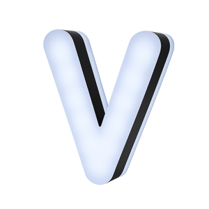 Lit Up 3D Led Letter V Illuminated Opal Acrylic 100mmHx92mmWx23mmD