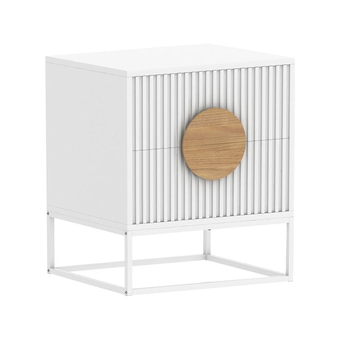 Sarantino Silvia Bedside Table with 2 Drawers - White