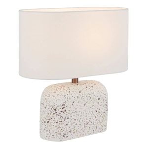 Telbix Reano Modern Table Desk Lamp Light Fabric Metal Terrazzo Ivory White Terrazzo