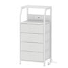 Ufurniture Nightstand 4 Fabric Drawers Bedside Table With Charging Station For Bedroom Living Room White