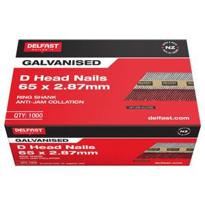 Delfast 65 x 2.87mm D-Head Ring Galvanised Nails - 1000 Pack