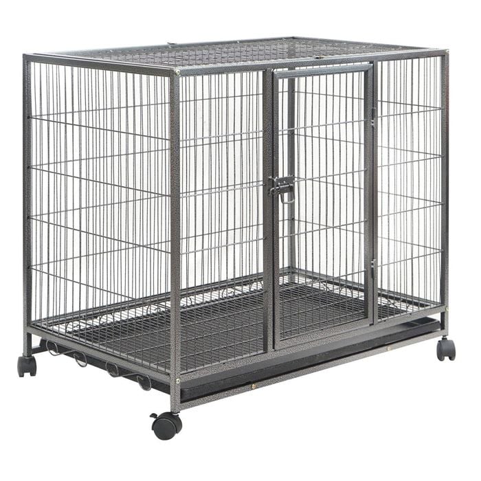 Yes4pets Medium Pet Dog Cat Bird Parrot Cage Metal Rabbit Crate Carrier Kennel Wheel & Tray
