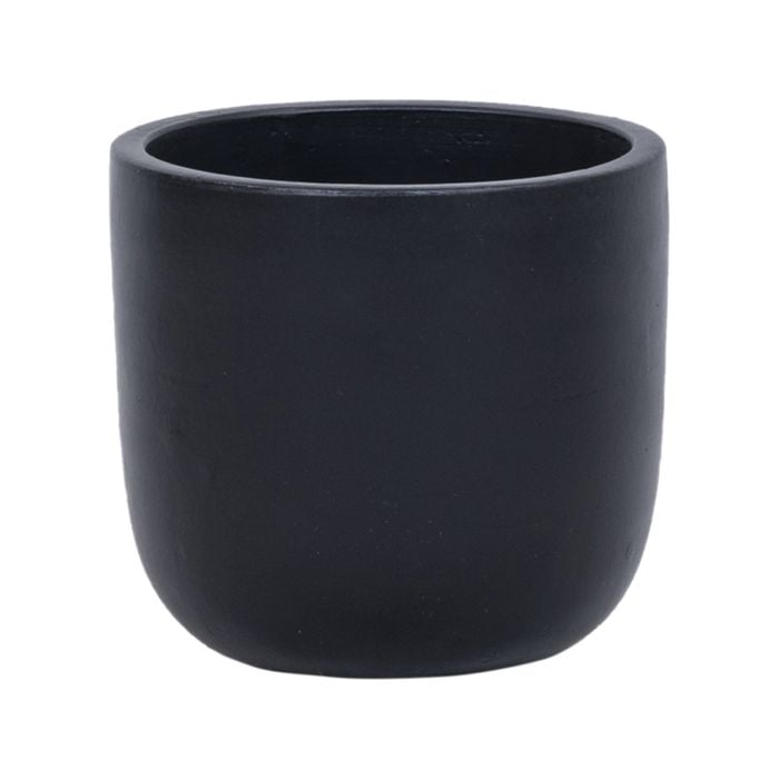 18 x 16cm Black Medium Plain Ceramic Egg Pot
