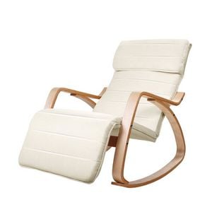 Artiss Rocking Armchair Footrest Nursing Beige Afton