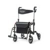 EQUIPMED 2-in-1 Foldable Aluminium Walking Frame Rollator and Transit Wheelchair with Bag, Titanium colour