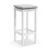 Avoca Outdoor Aluminium Bar Stool White & Textured Olefin Grey Cushions
