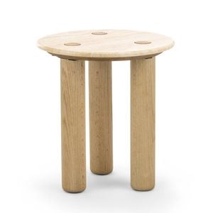 Ayra Side Table 45cm Round in Cream & Natural Oak