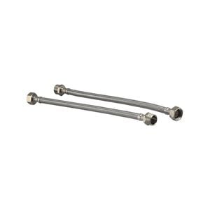 Kinetic 250mm Stainless Steel Flexible Braided Hose Mixer Tap Extension - 2 Pack