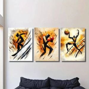 3pcs Extreme Skier Boxing Basketball Print 100% Australian Made 3 x 40x60cm (Metal Print)