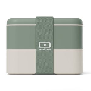 Monbento Flex - The 2 Compartment Lunch Box with Cutlery - Green Natural