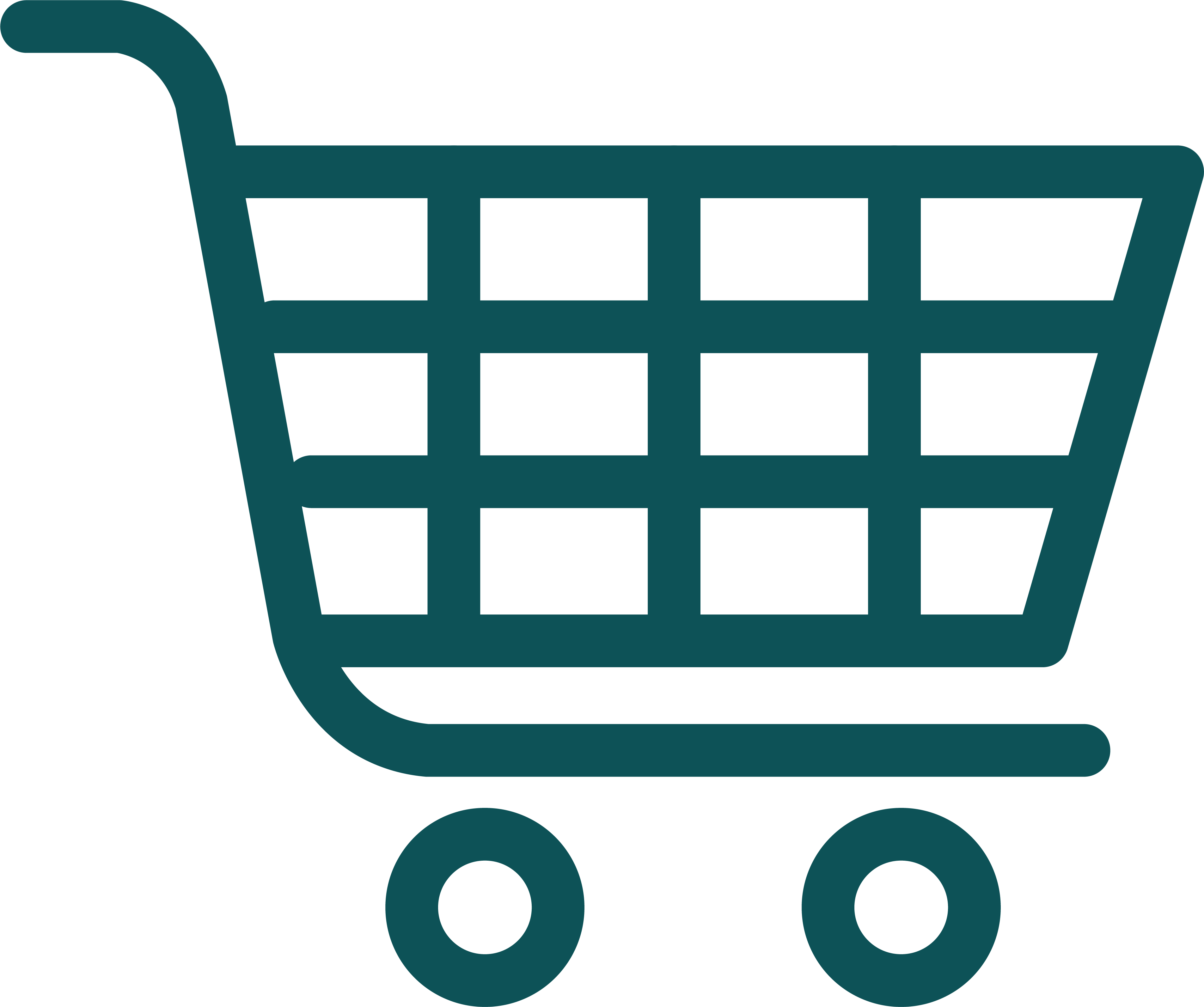 Green icon of a shopping trolley.