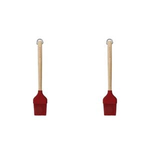 2pk Kitchenaid Birchwood Handle Pastry Brush Silicon Cooking Utensil Empire Red