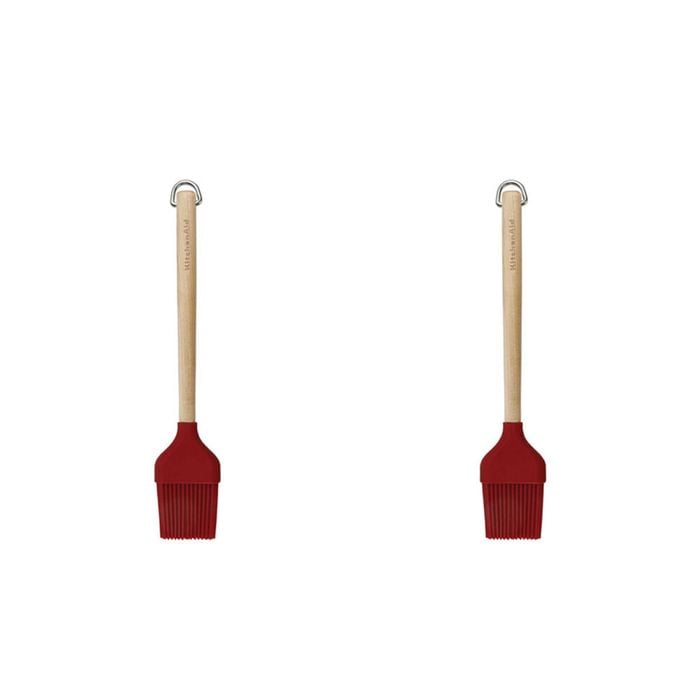2pk Kitchenaid Birchwood Handle Pastry Brush Silicon Cooking Utensil Empire Red