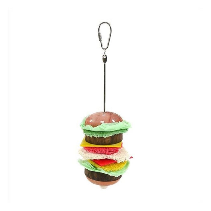Rosewood Burg-A-Bob 25x8cm Wooden Hanging Burger Hamsters Pet Gnaw/Chew Toy Nat