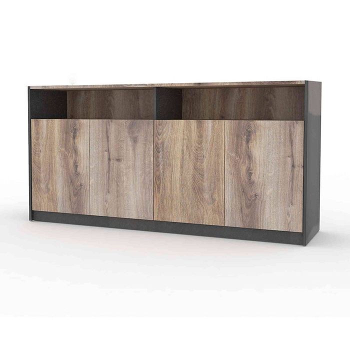 ARTO 157cm Credenza Cabinet Modern Furniture - Warm Oak & Matte Black