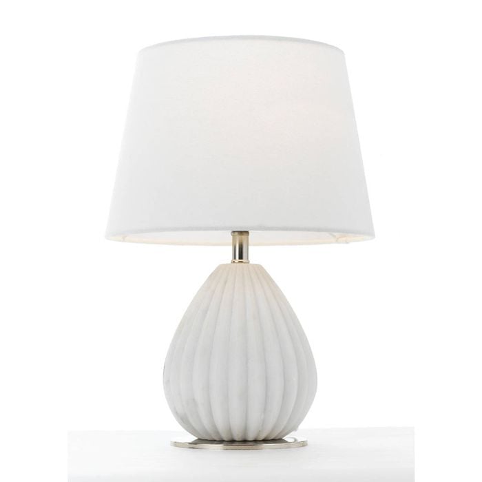 Telbix Orson Modern Table Desk Lamp Light Fabric Ceramic White