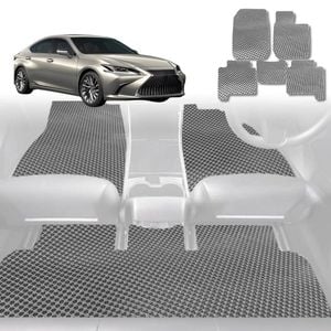 6D Diamond Car Floor Mats for Lexus ES 2019-Current-Full Set-Grey-Outback GT
