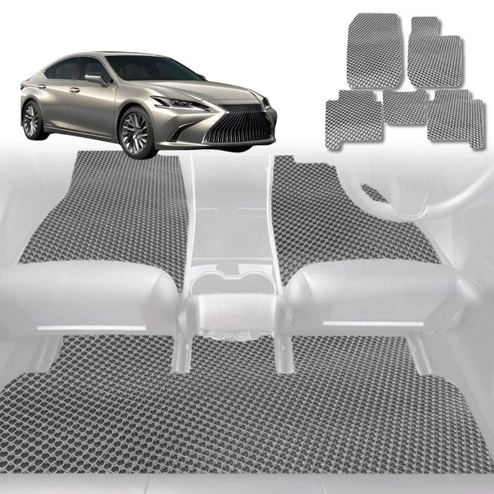 6D Diamond Car Floor Mats for Lexus ES 2019-Current-Full Set-Grey-Outback GT