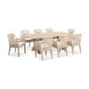 Tahitian 2.1m Aluminium Dining Table Light Oak With 8 Hugo Chairs & Cream Rope/cream Cushions