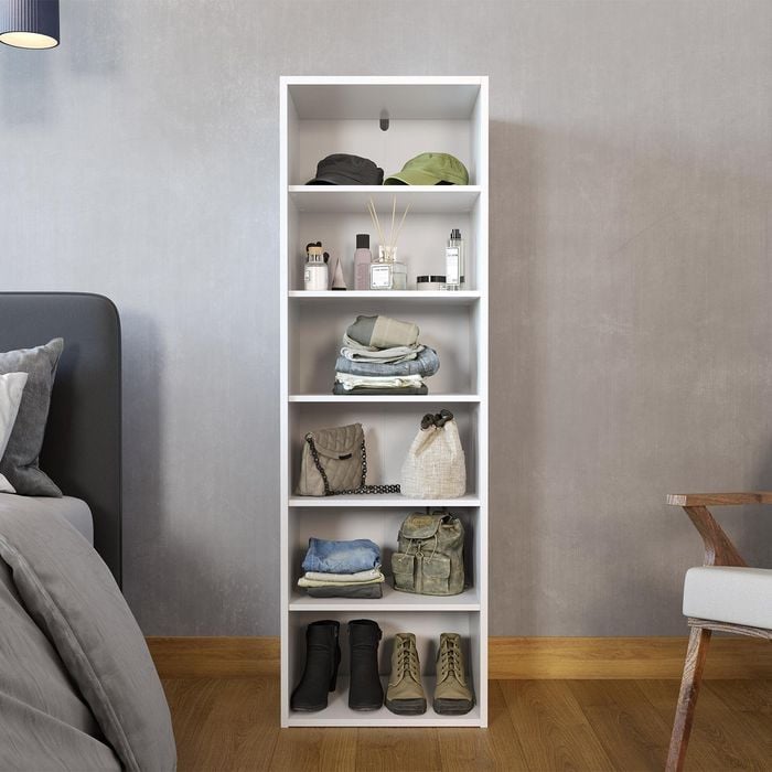 Flexi Storage Wardrobe 400mm White Matte 6 Shelf Unit 