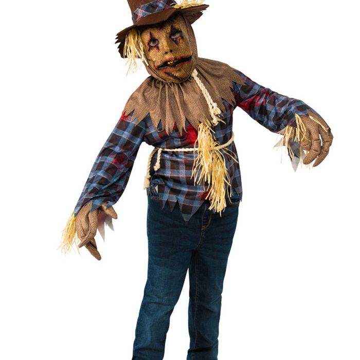 Blue Plaid Boys Halloween Scarecrow Costume - Medium
