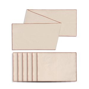 Cadence & Co. Harvest Table Runner With Set Of 6 Placemats Natural With Rust Edge