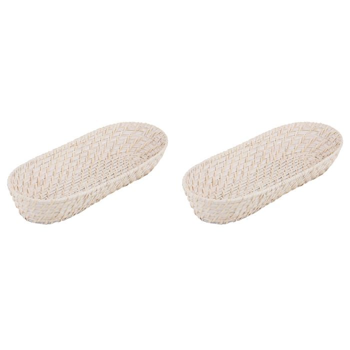 2x Ladelle Whitehaven Woven Oval Bread Basket Holder Handmade Home/Kitchenware