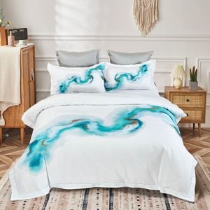 Fabric Fantastic Queen Size Ocean Marble Quilt/Doona/Duvet Cover Set