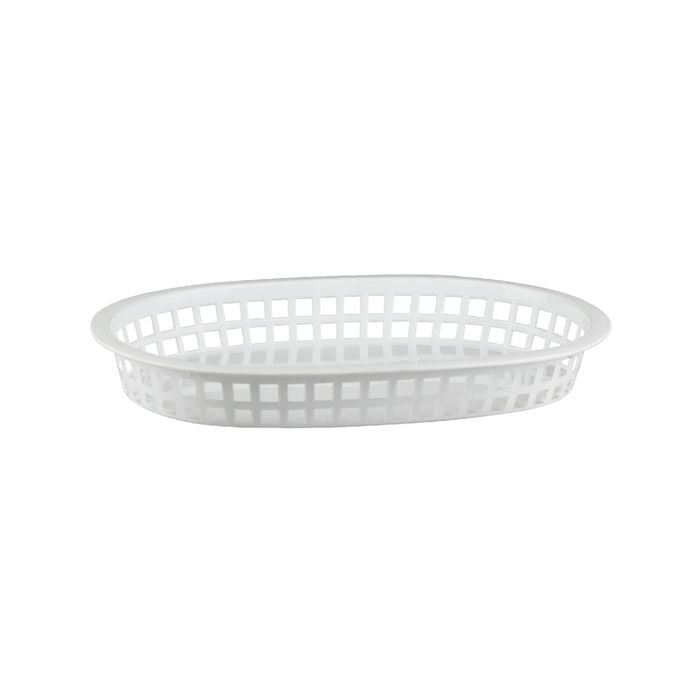 Plastic Oval Bread Baskets Large 27 x 18cm Set of 12 White