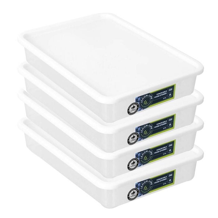 4x Lemon & Lime Keep Fresh 2.5L/30.5cm Food Storer Stackable Snack Container w/Lid