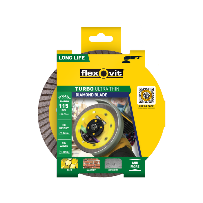 Flexovit 115 x 20 x 1.2mm Ultra-Thin Turbo Diamond Blade