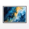 Abstract Marble Blue & Yellow  Print 100% Australian Made 120x90cm  (Poster)