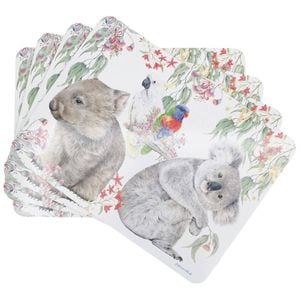 4pc Urban Popcorn Blue Australiana Cork Wooden Placemats 28x38cm White/Green