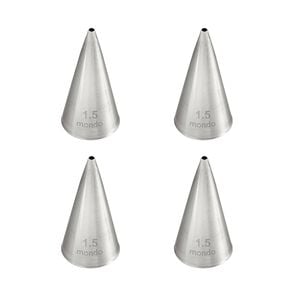 4x Mondo Stainless Steel #1.5 Round Piping Tip Icing Cake Decorating Nozzle Slv