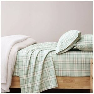 Renee Taylor 250TC Jamie Check Patterned Cotton Sheet Set Green Double