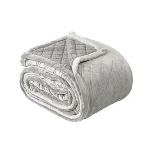 Mansfield 480gsm Sherpa Blanket Aluminium - Single/Double Bed