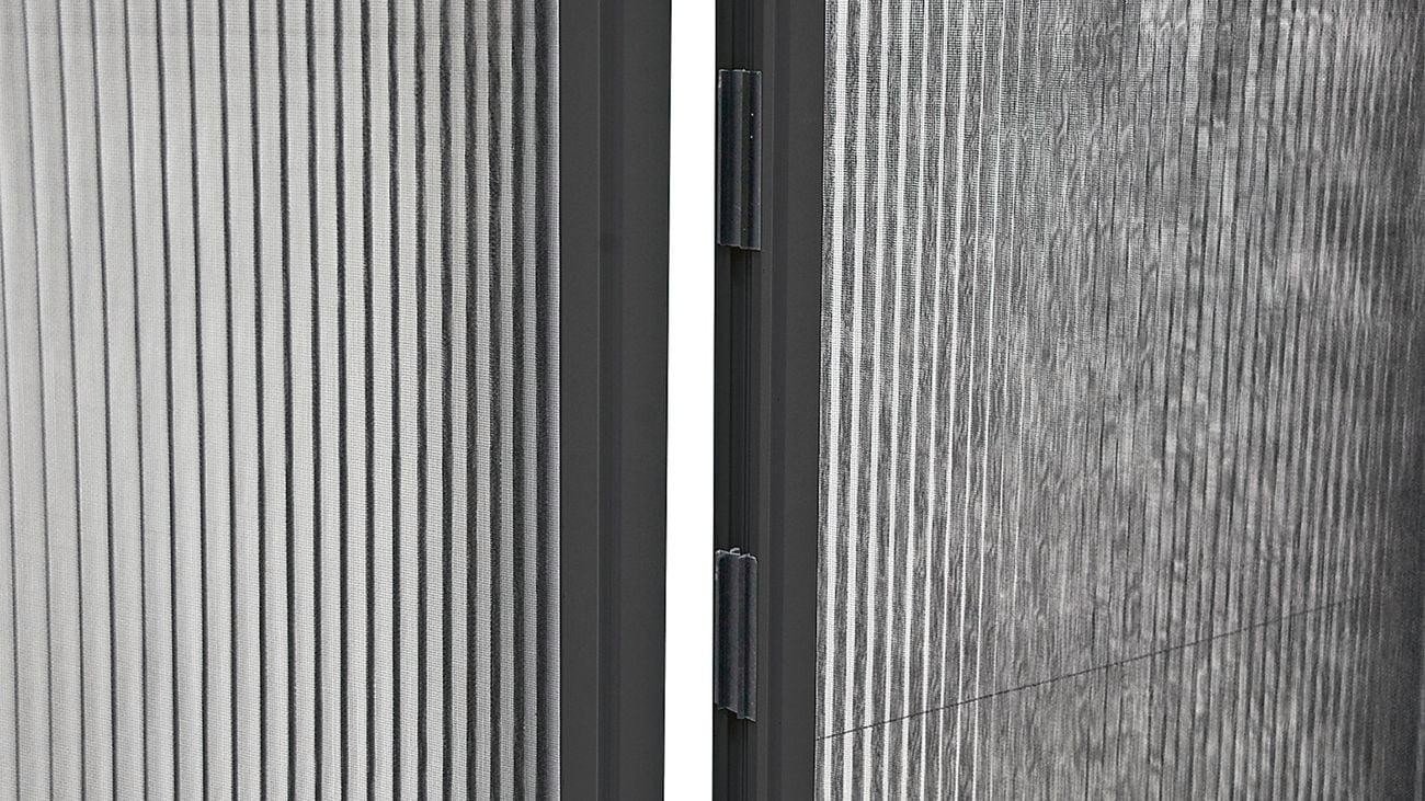 Close-up of a Pillar ‘LinkScreen’ modular pleated flyscreen door