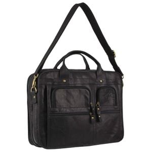Pierre Cardin Rustic Leather 15" Laptop Computer Messenger  Black