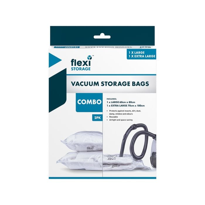 Flexi Storage Wardrobe Large And Extra Large Vacuum Bag - 2 Pack