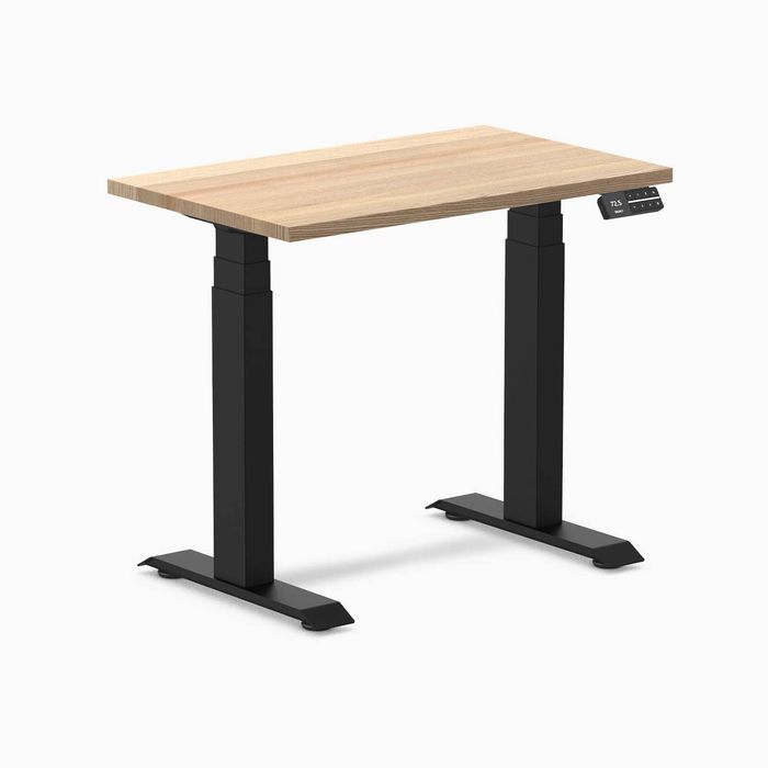 Desky Dual Mini Hardwood Sit Stand Desk Matte Black Frame 80cm