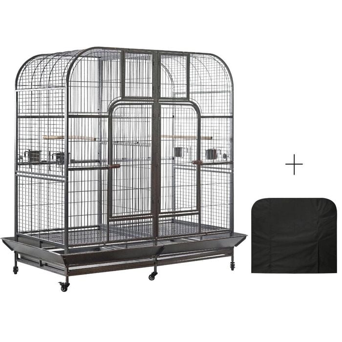 YES4PETS XXXL 185 cm Bird Cage Pet Parrot Aviary  Perch Castor Wheel Removable Divider Cover