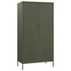 vidaXL Wardrobe Olive Green Steel Storage Clothing Cabinet Hanger Furniture