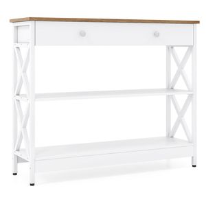 Costway Console Table for Entryway 3-Tier Narrow Sofa Table w/Storage Drawer-White