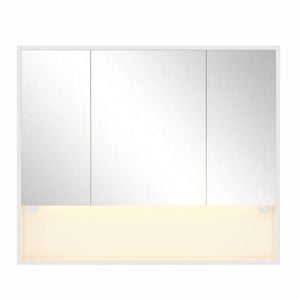 Ufurniture 900 x 750mm Mirrored Shaving Cabinet 3 Door Medicine Cupboard Wall Mounted w/ RGB LED White