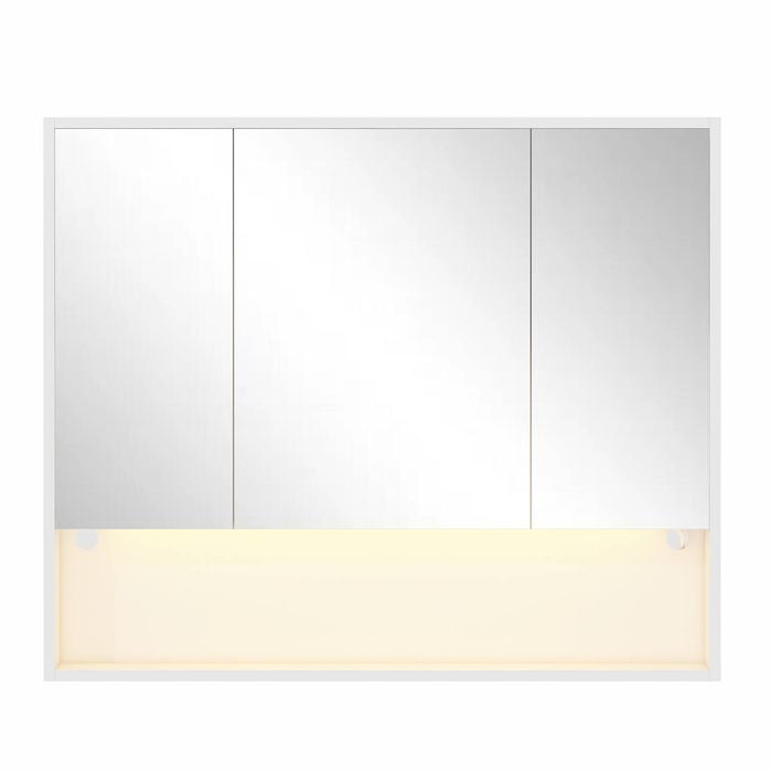 Ufurniture 900 x 750mm Mirrored Shaving Cabinet 3 Door Medicine Cupboard Wall Mounted w/ RGB LED White