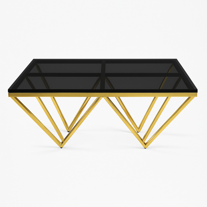 Elegant Collections Gold Black Pyramid Coffee Table